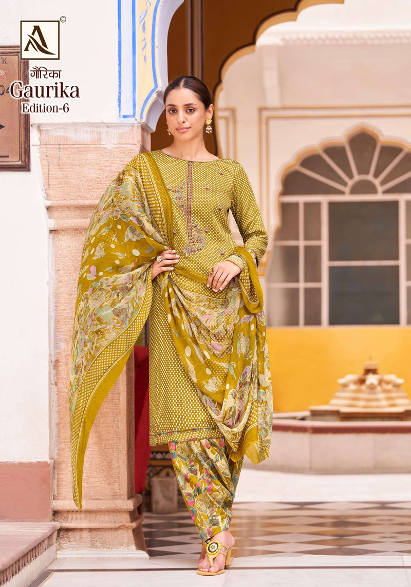 Alok Suits Gaurika Edition 6 Jam Cotton Self Print Fancy Embroidery Heavy Salwar Suit