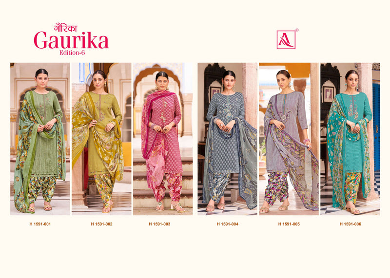 Alok Suits Gaurika Edition 6 Jam Cotton Self Print Fancy Embroidery Heavy Salwar Suit