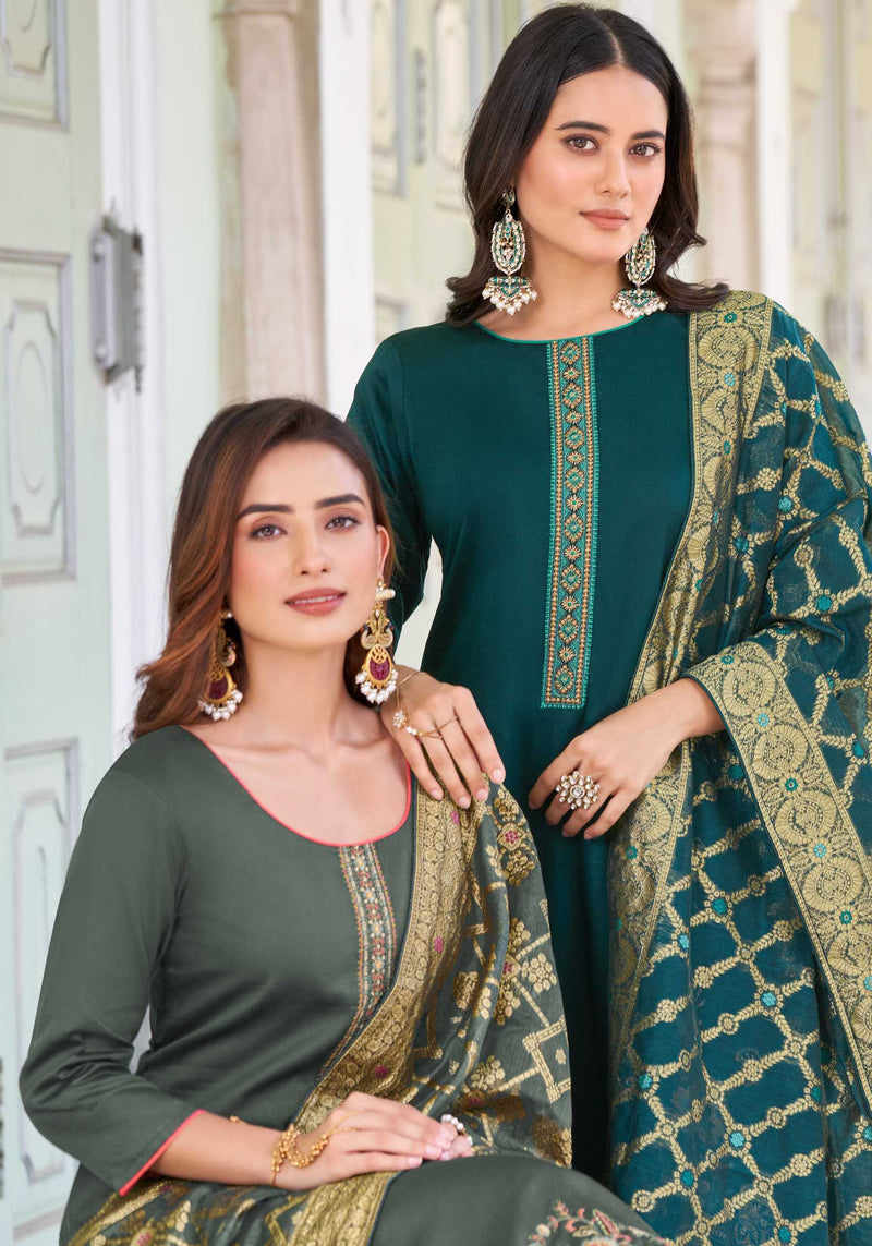 Alok Suit Glossy Touch Vol 2 Pure Zam Designer Embroidery Fancy Salwar Kameez