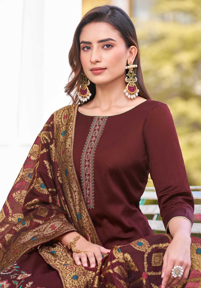 Alok Suit Glossy Touch Vol 2 Pure Zam Designer Embroidery Fancy Salwar Kameez
