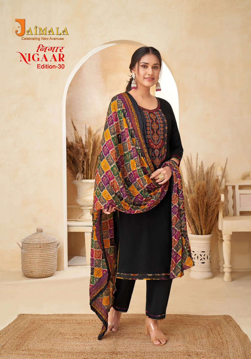 Alok Suits Nigaar Vol 30 Rayon Slub With Embroidery Unstitched Salwar Suit