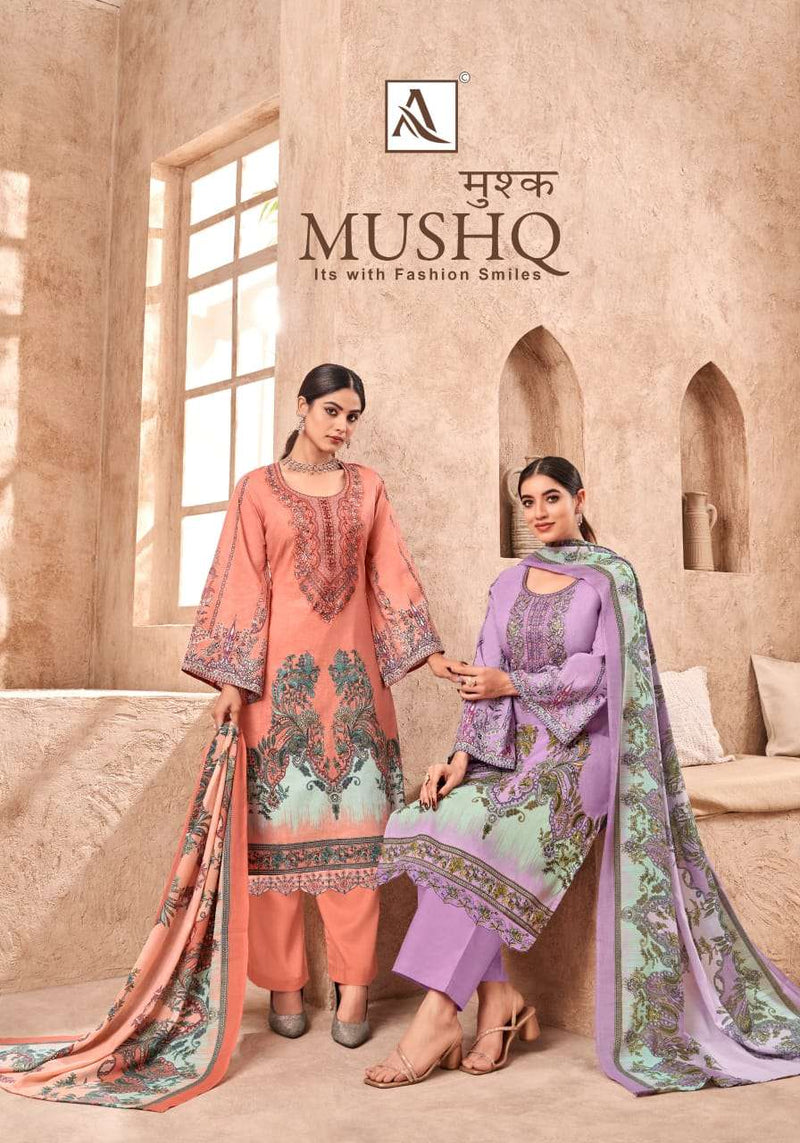 Alok Suits Mushq Cambric Cotton Pakistani Print With Fancy Embroidery Salwar Suit