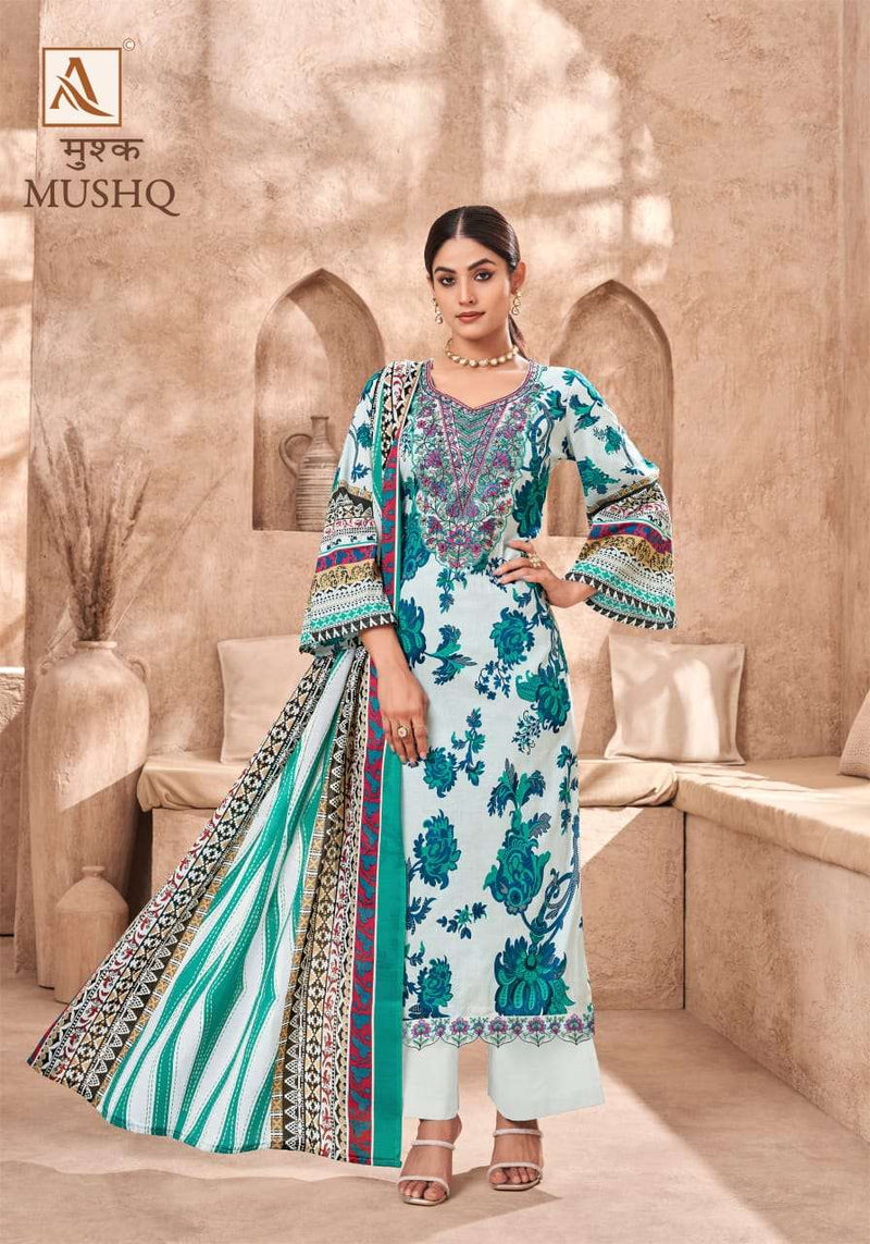 Alok Suits Mushq Cambric Cotton Pakistani Print With Fancy Embroidery Salwar Suit