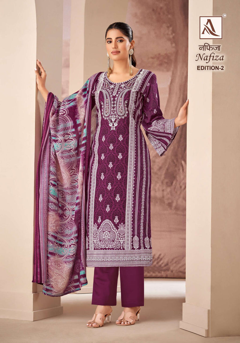 Alok Suits Nafisa Vol 2 Cambric Cotton With Pakistani Print And Fancy Embroidery Work Unstitched Salwar Suit