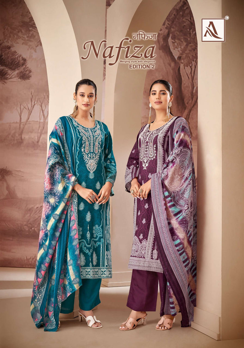 Alok Suits Nafisa Vol 2 Cambric Cotton With Pakistani Print And Fancy Embroidery Work Unstitched Salwar Suit