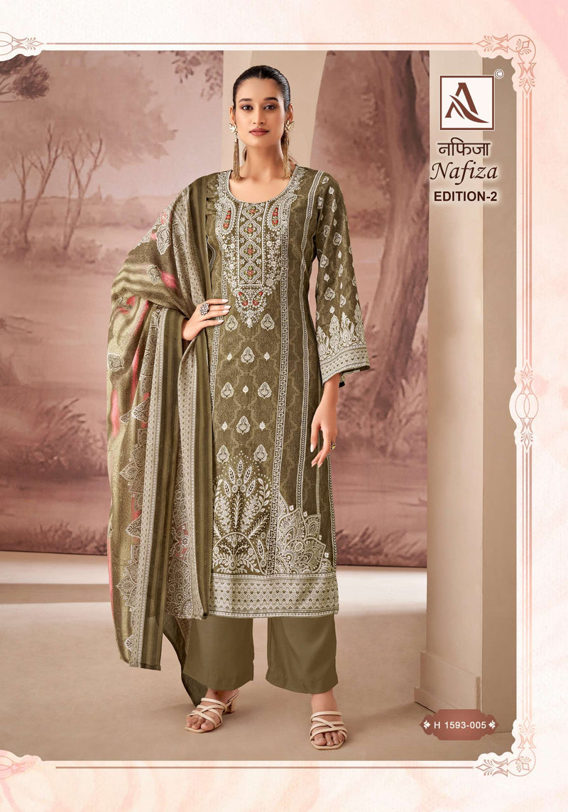 Alok Suits Nafisa Vol 2 Cambric Cotton With Pakistani Print And Fancy Embroidery Work Unstitched Salwar Suit