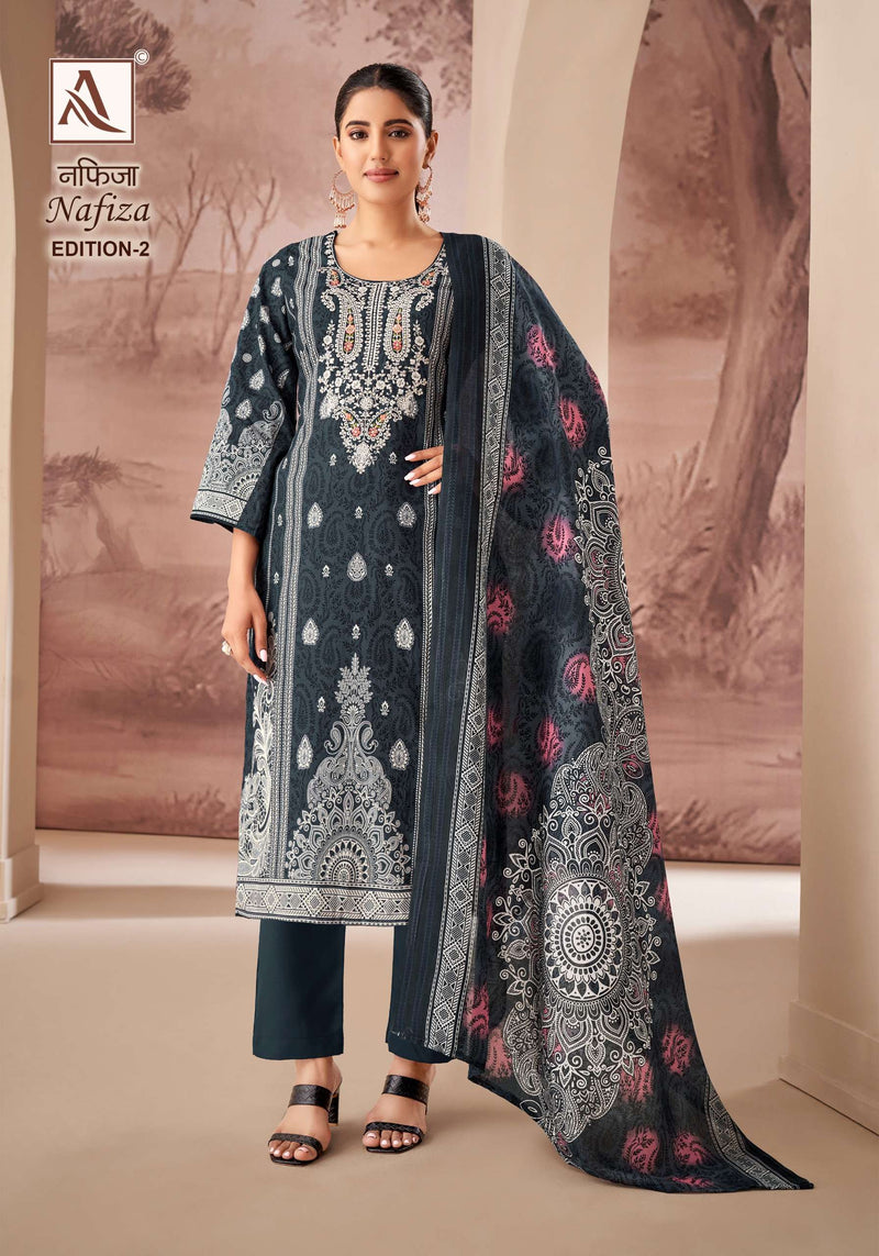 Alok Suits Nafisa Vol 2 Cambric Cotton With Pakistani Print And Fancy Embroidery Work Unstitched Salwar Suit