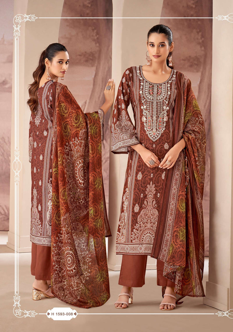 Alok Suits Nafisa Vol 2 Cambric Cotton With Pakistani Print And Fancy Embroidery Work Unstitched Salwar Suit