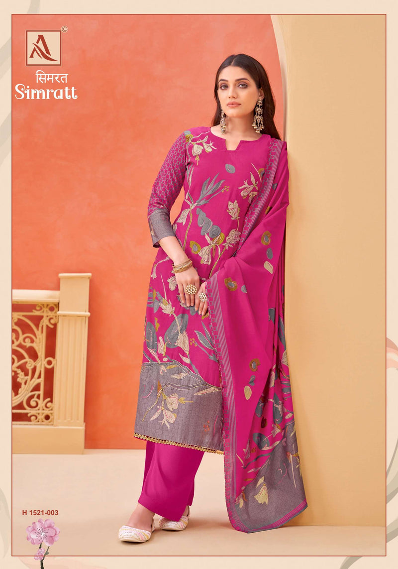 Alok Suits Simratt Viscose Mudaal Aari Miorror Work Designer Salwar Suit