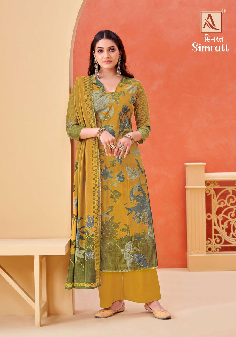 Alok Suits Simratt Viscose Mudaal Aari Miorror Work Designer Salwar Suit