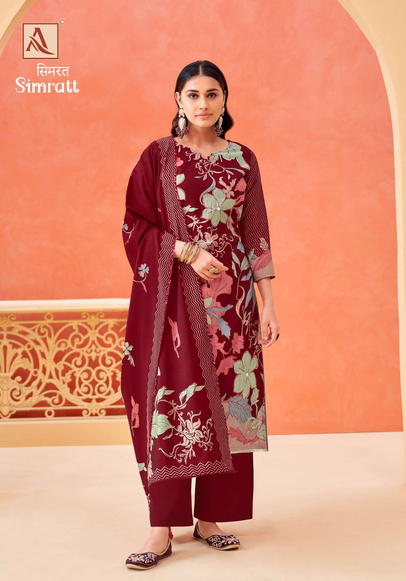 Alok Suits Simratt Viscose Mudaal Aari Miorror Work Designer Salwar Suit