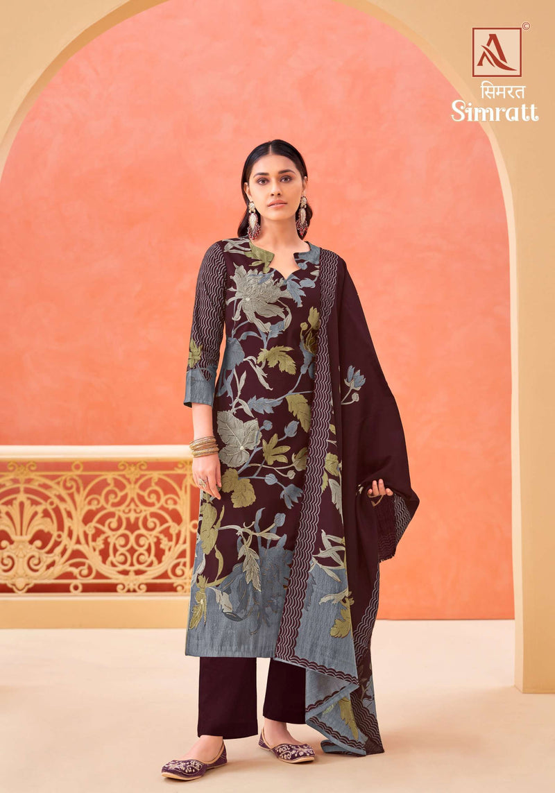 Alok Suits Simratt Viscose Mudaal Aari Miorror Work Designer Salwar Suit