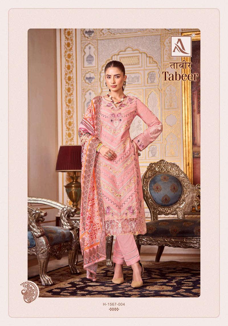 Alok Suits Tabeer Viscose Pakistani Embroidery Work With Cotton Mal Mal Digital Print Dupatta Suit