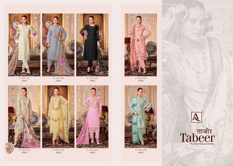 Alok Suits Tabeer Viscose Pakistani Embroidery Work With Cotton Mal Mal Digital Print Dupatta Suit