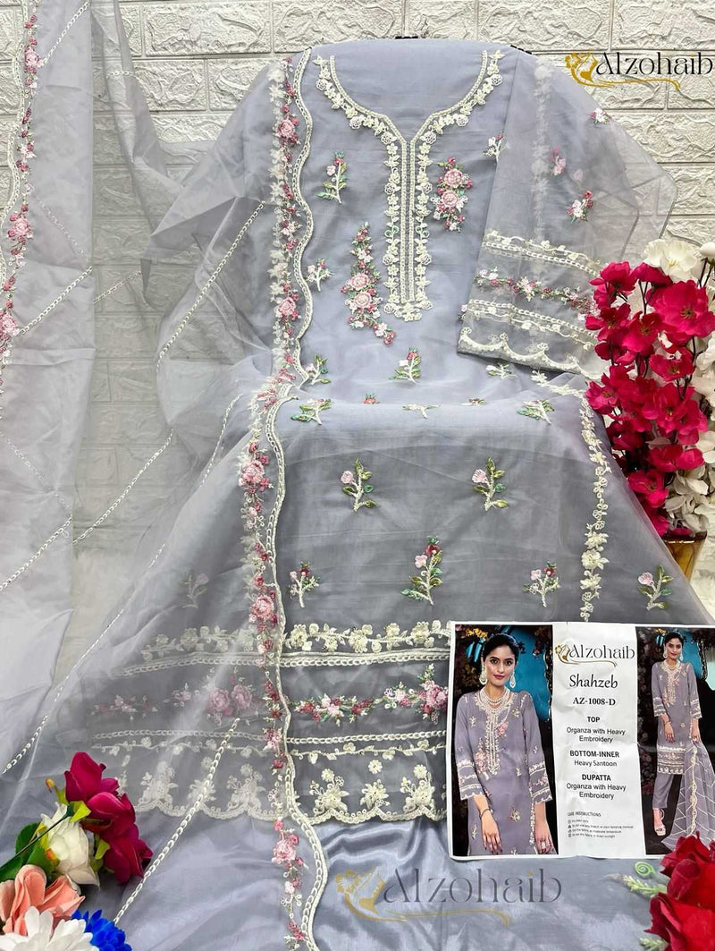 Al Zohaib Shahzeb Vol 1 Organza With Heavy Embrodairy Unstitched Salwar Suit