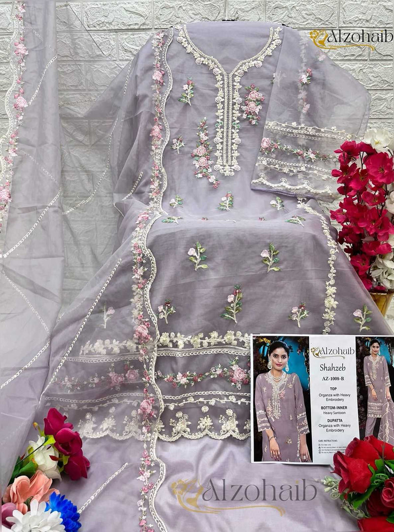 Al Zohaib Shahzeb Vol 1 Organza With Heavy Embrodairy Unstitched Salwar Suit
