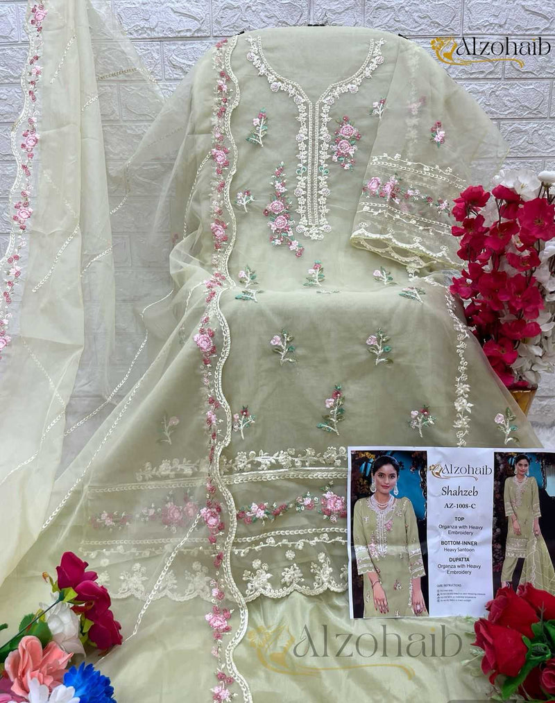 Al Zohaib Shahzeb Vol 1 Organza With Heavy Embrodairy Unstitched Salwar Suit