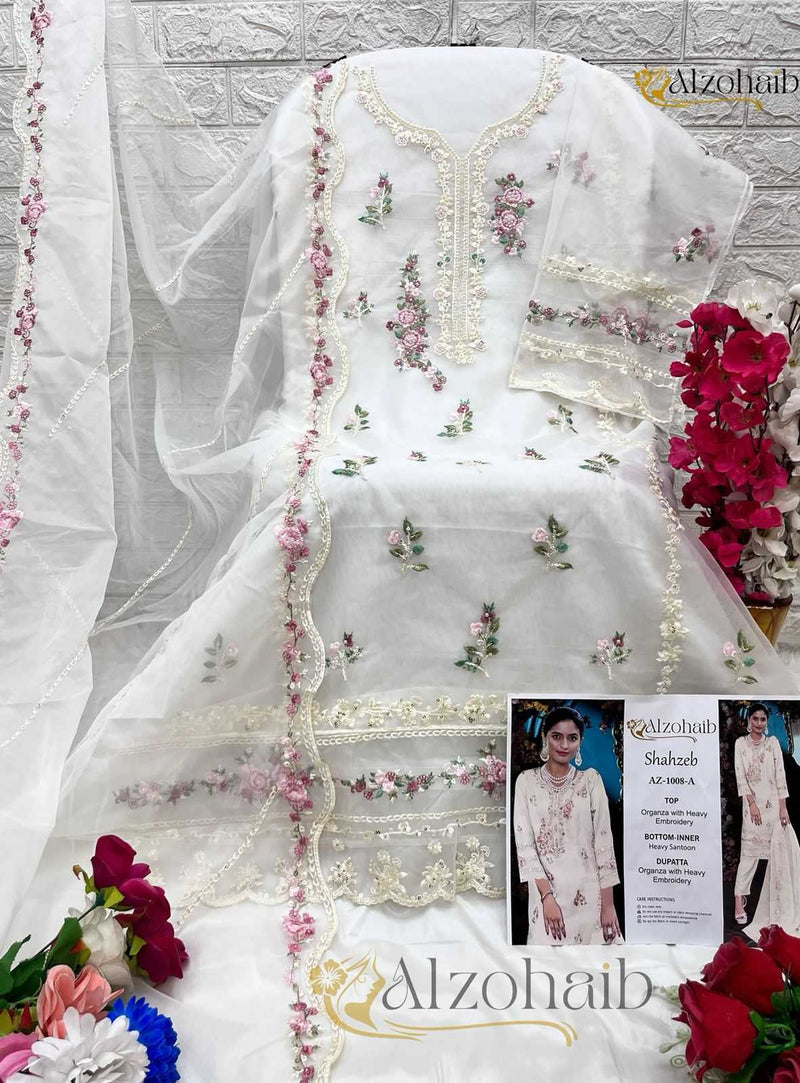 Al Zohaib Shahzeb Vol 1 Organza With Heavy Embrodairy Unstitched Salwar Suit