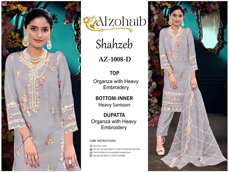 Al Zohaib Shahzeb Vol 1 Organza With Heavy Embrodairy Unstitched Salwar Suit
