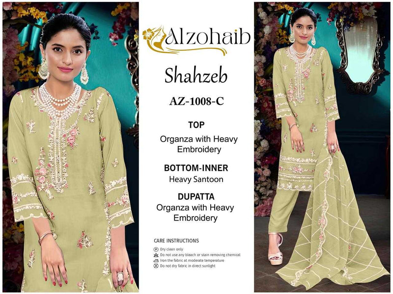 Al Zohaib Shahzeb Vol 1 Organza With Heavy Embrodairy Unstitched Salwar Suit