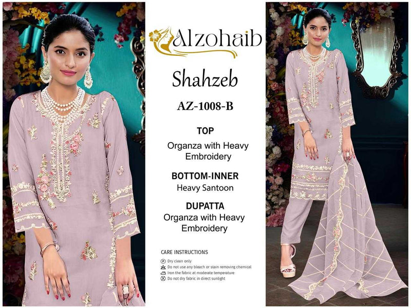 Al Zohaib Shahzeb Vol 1 Organza With Heavy Embrodairy Unstitched Salwar Suit