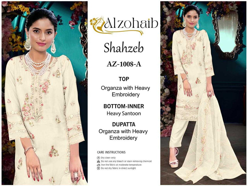 Al Zohaib Shahzeb Vol 1 Organza With Heavy Embrodairy Unstitched Salwar Suit