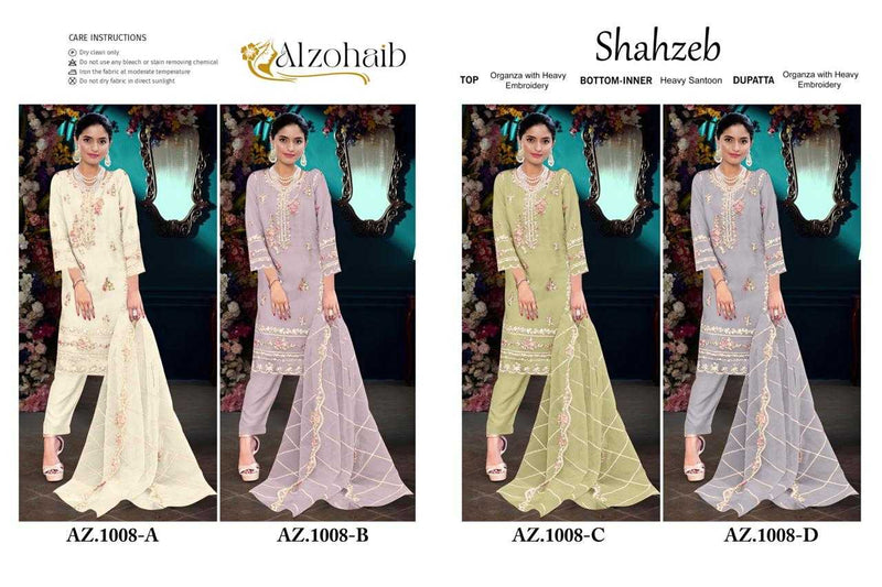 Al Zohaib Shahzeb Vol 1 Organza With Heavy Embrodairy Unstitched Salwar Suit