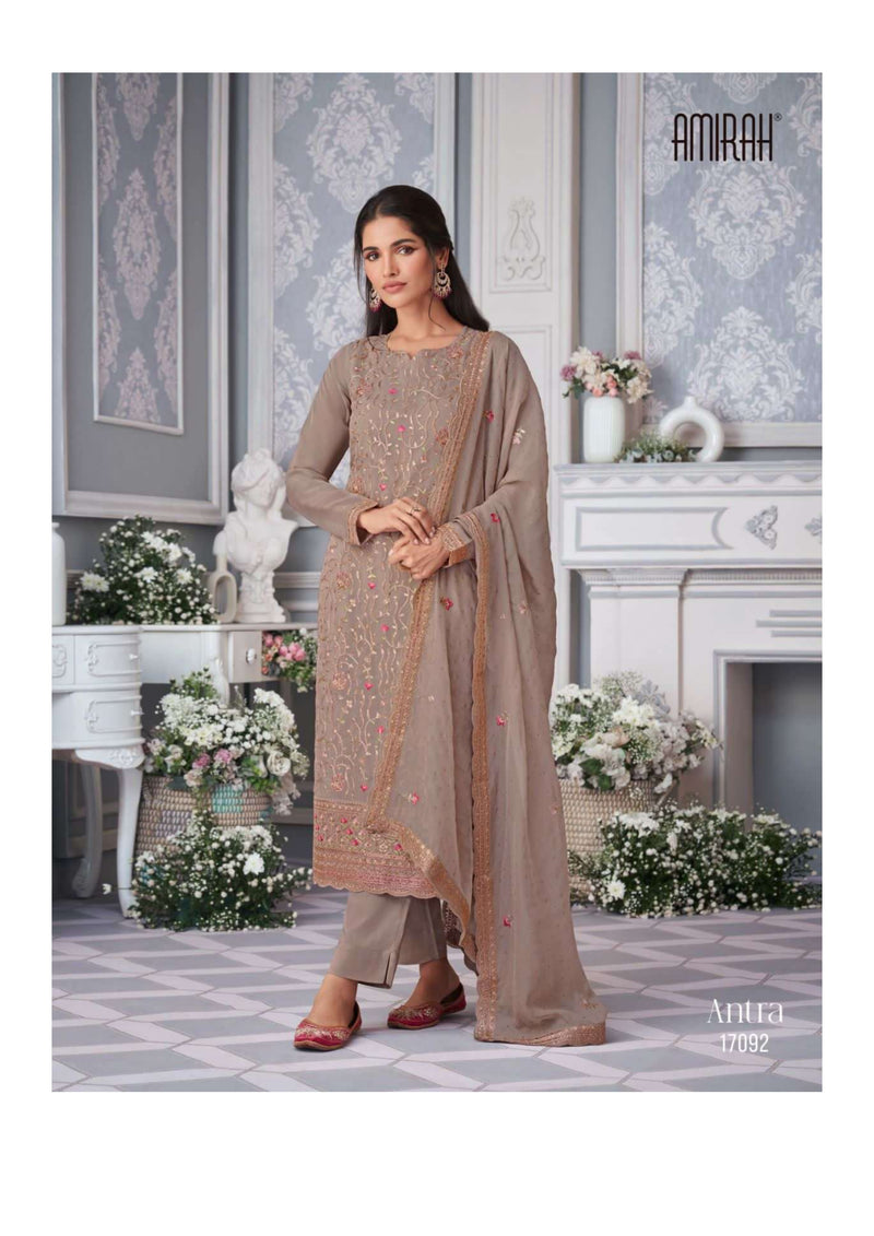Amirah Antra Hit List Organza Silk Embrodery Work Heavy Designer Party Wear Suit