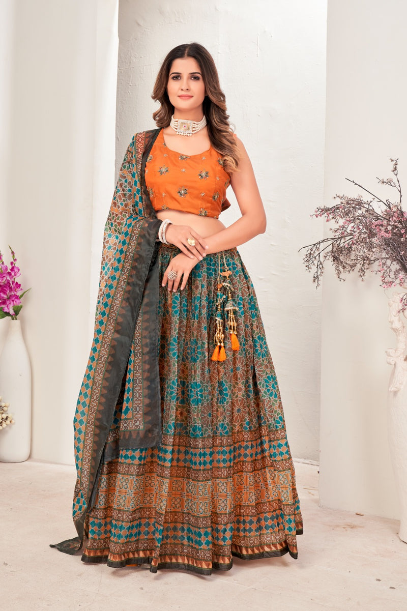 Amoha Trendz D No C 10576 Orgenza With Printed Designer Lehnga Choli