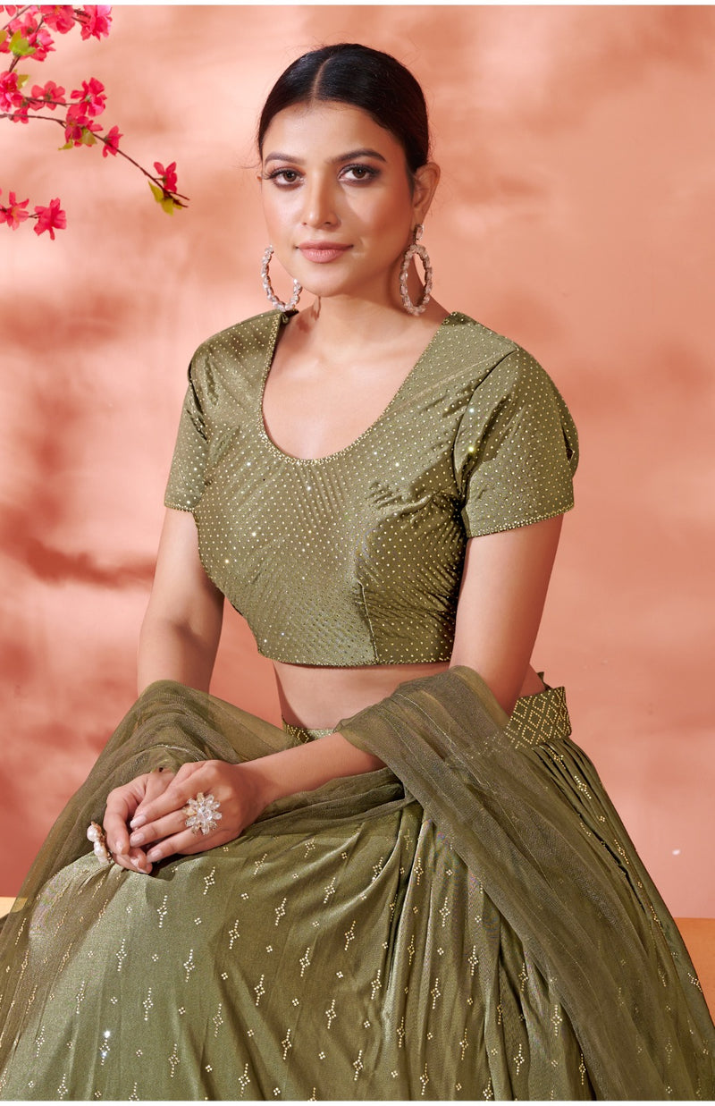 Amoha Trendz D No C 1916 Imported Lycra With Swarovski Work Lehnga