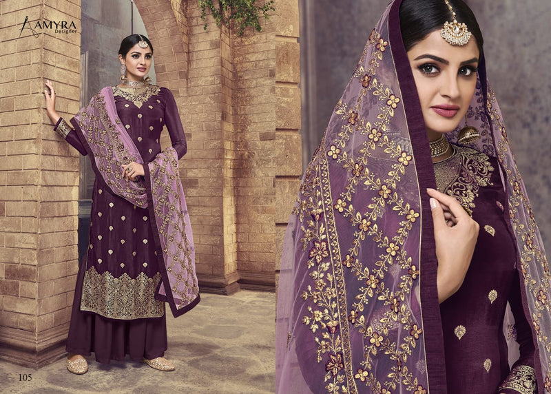 Amyra Designer Ceremony Pure Dola With Diamond Work Wedding Wear Salwar Kameez
