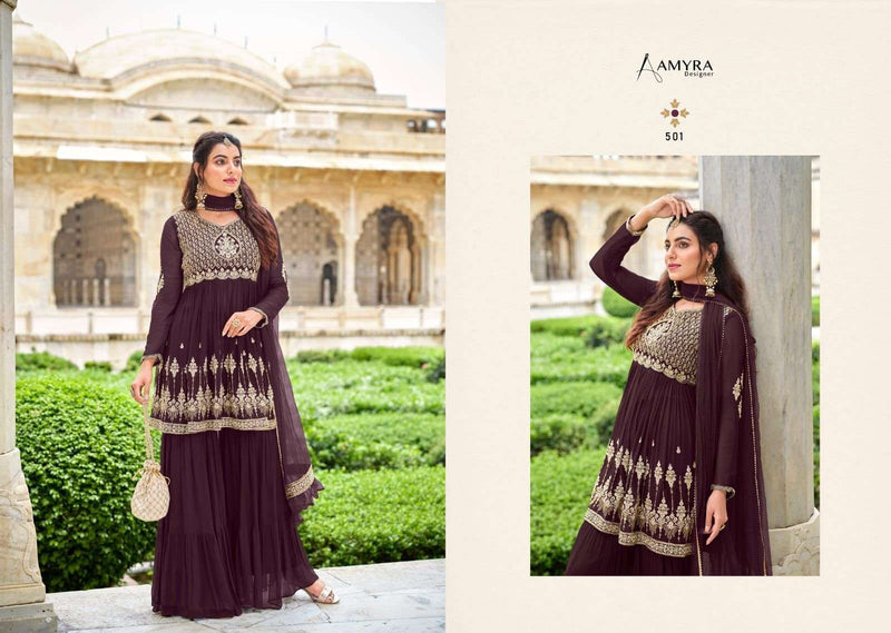 Amyra Designer Florence Georgette Designer Festival Wear Kurti With Sharara & Dupatta