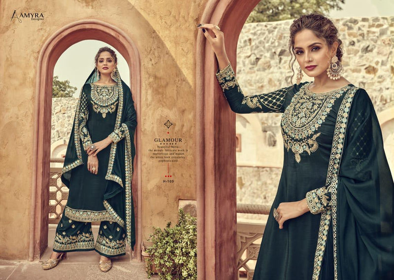 Amyra Designer Hinaaz Viscose Upada Embroidery Work Designer Rich Wedding Wear Salwar Suits
