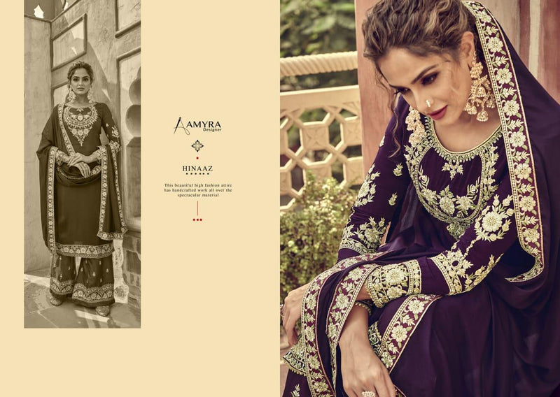 Amyra Designer Hinaaz Viscose Upada Embroidery Work Designer Rich Wedding Wear Salwar Suits