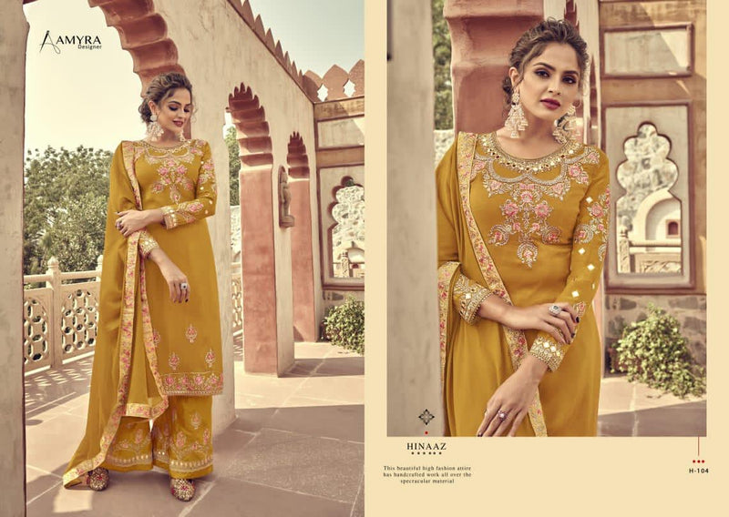 Amyra Designer Hinaaz Viscose Upada Embroidery Work Designer Rich Wedding Wear Salwar Suits