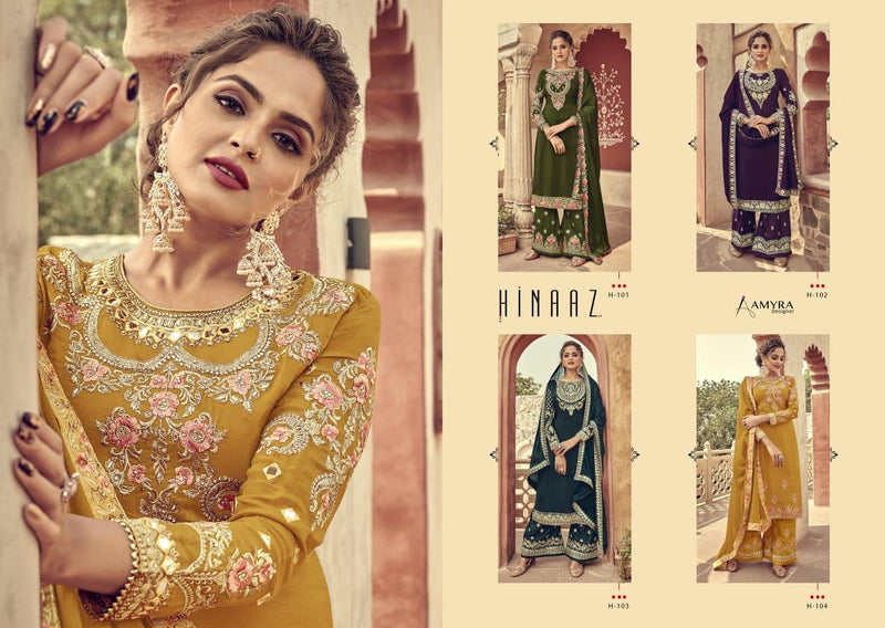 Amyra Designer Hinaaz Viscose Upada Embroidery Work Designer Rich Wedding Wear Salwar Suits