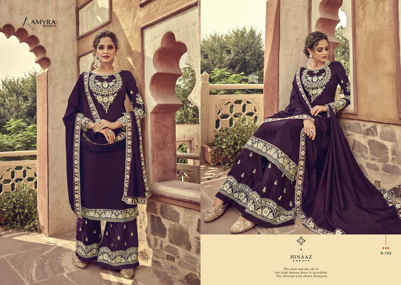 Amyra Designer Hinaaz Viscose Upada Embroidery Work Designer Rich Wedding Wear Salwar Suits
