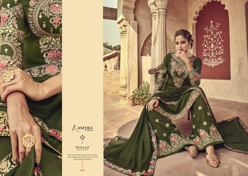 Amyra Designer Hinaaz Viscose Upada Embroidery Work Designer Rich Wedding Wear Salwar Suits