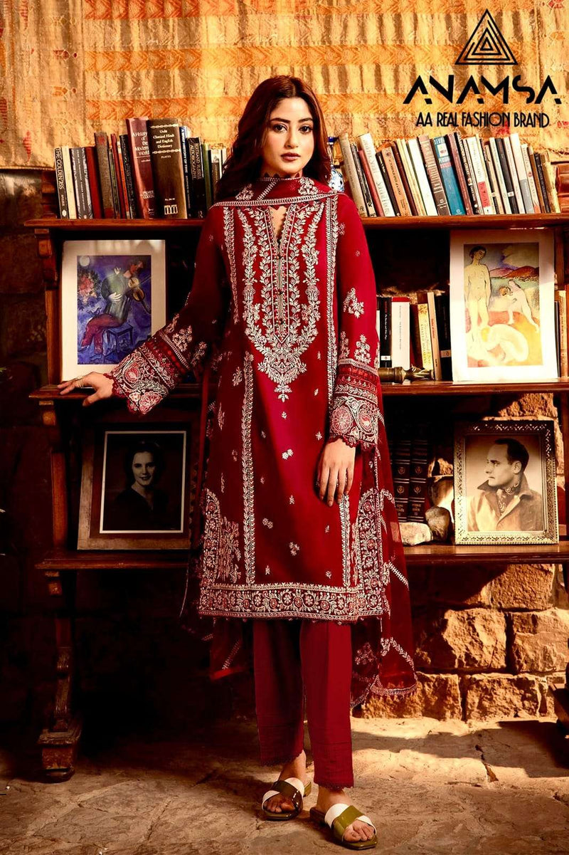 Anamsa 461 Rayon Cotton Heavy Embroidered Fancy Salwar Suit