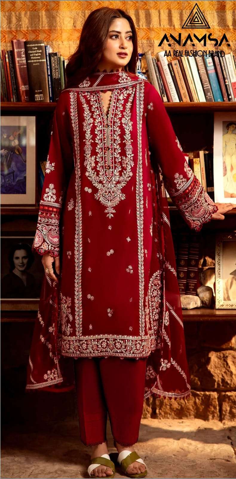Anamsa 461 Rayon Cotton Heavy Embroidered Fancy Salwar Suit