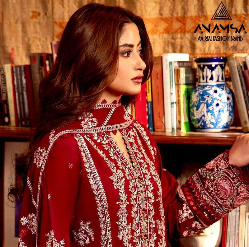 Anamsa 461 Rayon Cotton Heavy Embroidered Fancy Salwar Suit