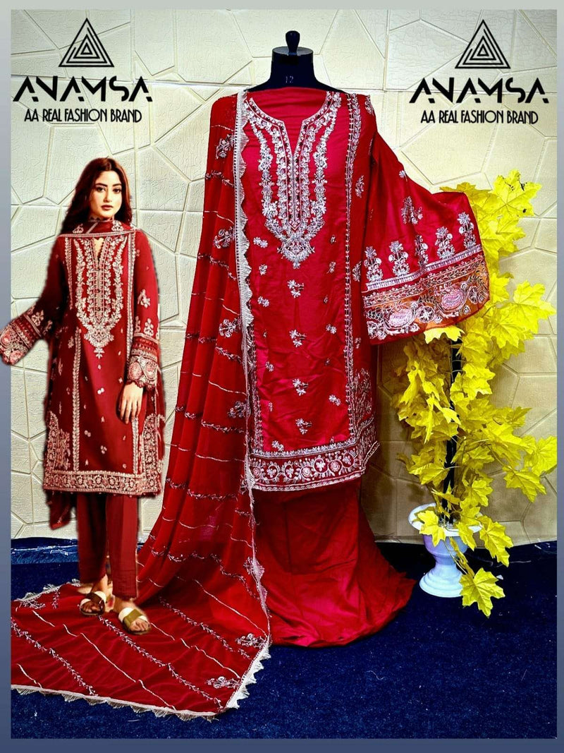 Anamsa 461 Rayon Cotton Heavy Embroidered Fancy Salwar Suit