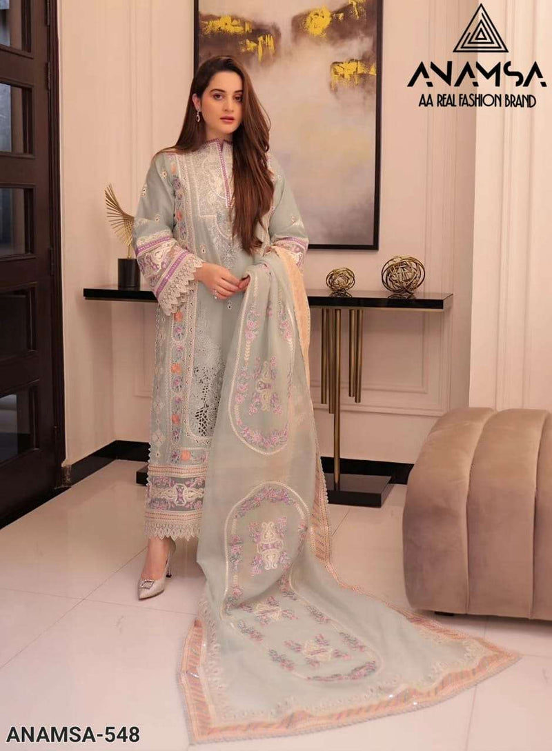 Anamsa 548 Rayon Cotton Heavy Embroidered Fancy Suit