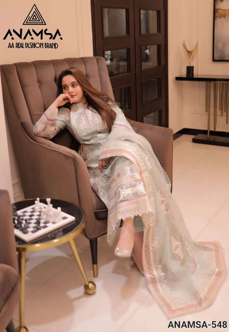 Anamsa 548 Rayon Cotton Heavy Embroidered Fancy Suit
