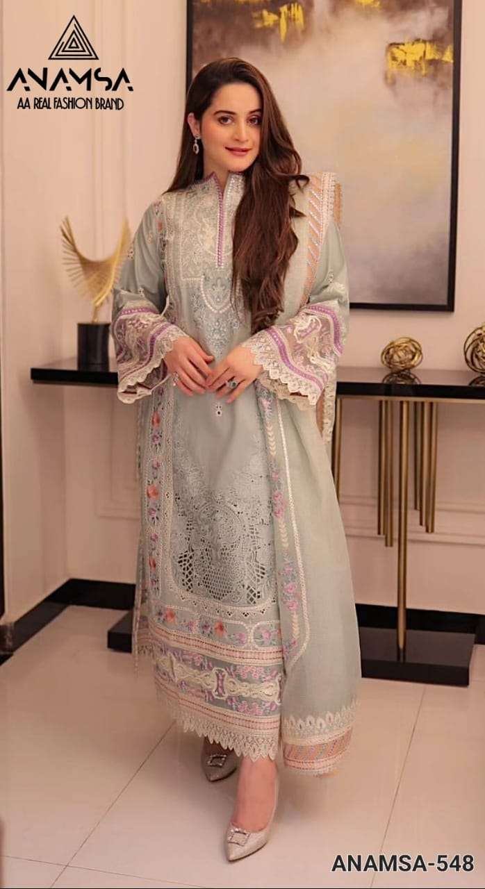 Anamsa 548 Rayon Cotton Heavy Embroidered Fancy Suit