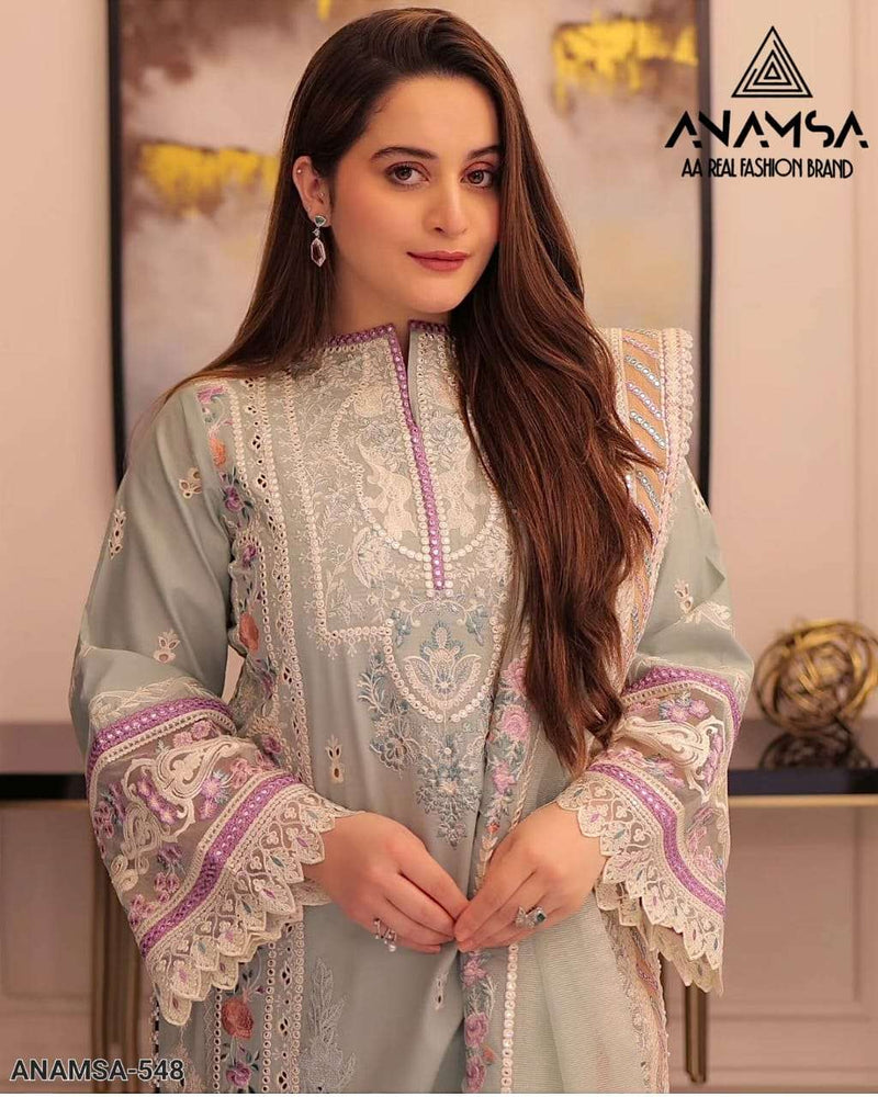 Anamsa 548 Rayon Cotton Heavy Embroidered Fancy Suit