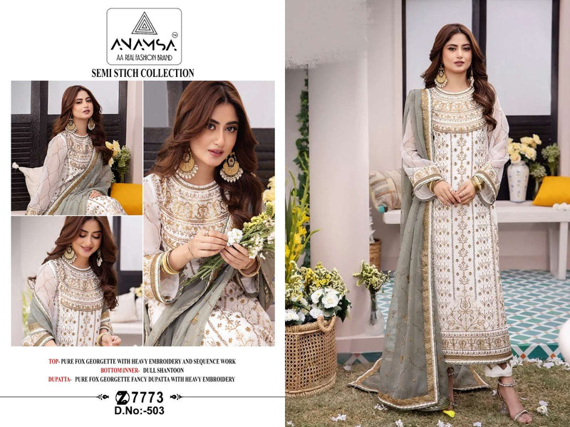 Anamsa D No 503 Fox Georgette Heavy Embroidered Sequence Work Salwar Kameez
