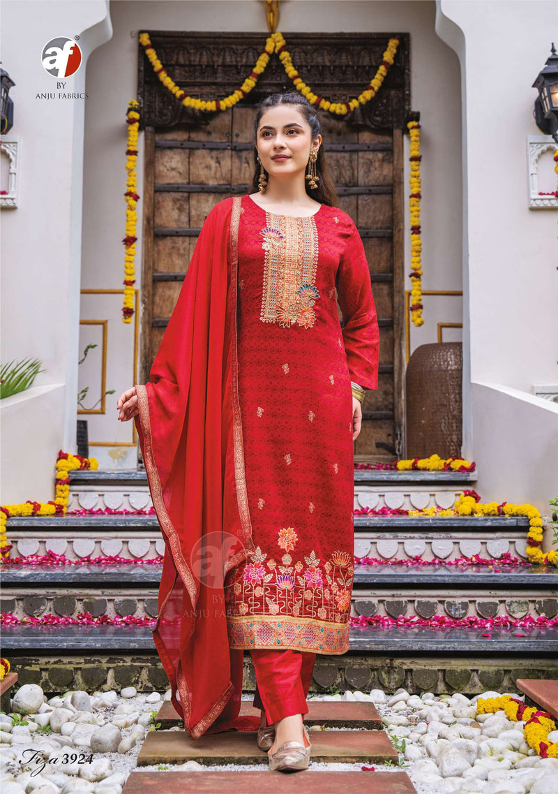 Anju Fabrics Fiza Vol 2 Dola Jacquard Designer Festiv Wear Kurti Pant Dupatta Set