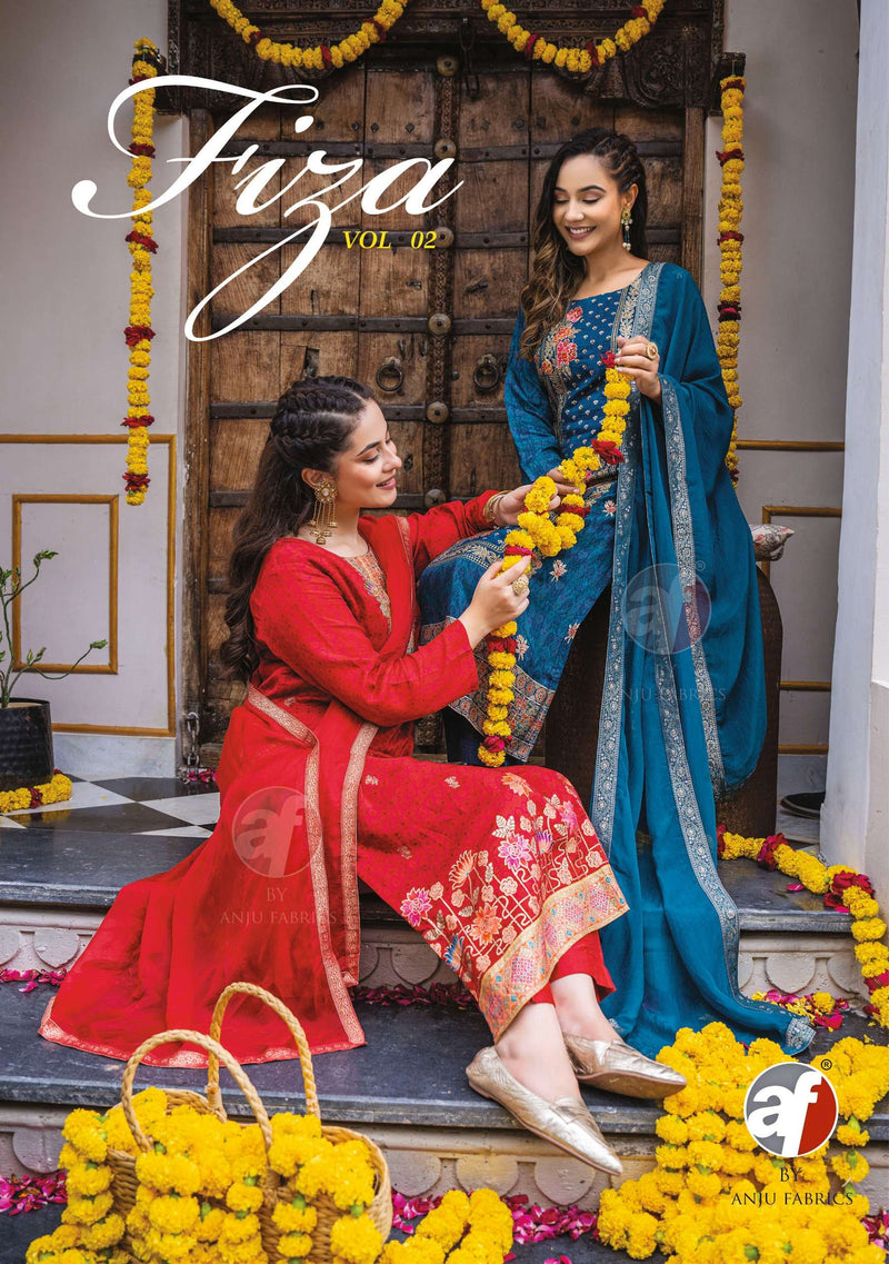 Anju Fabrics Fiza Vol 2 Dola Jacquard Designer Festiv Wear Kurti Pant Dupatta Set