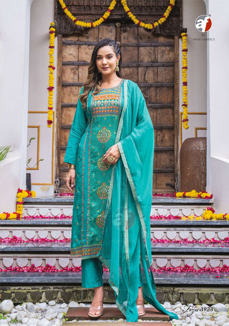 Anju Fabrics Fiza Vol 2 Dola Jacquard Designer Festiv Wear Kurti Pant Dupatta Set